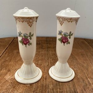 Vintage Victorian Porcelain Tall Salt and Pepper Shakers